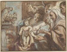 Sainte famille mi_corps (Jacob Jordaens) - Muzeo.com