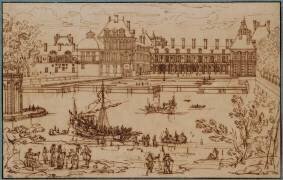 Vue du château de Fontainebleau du côté de la pièce d'eau 1645 (Israël Silvestre) - Muzeo.com