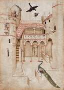 Etude d'architecture avec un paon et deux oiseaux (Michelino da Besozzo) - Muzeo.com