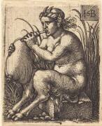 Femme satyre jouant de la cornemuse (Hans Sebald Beham) - Muzeo.com
