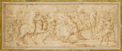 Groupe d'hommes à pied et à cheval (Battista Franco) - Muzeo.com