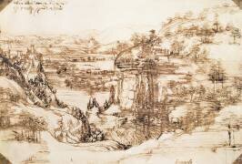 Paysage de la vallée de l'Arno (Léonard de Vinci) - Muzeo.com