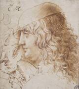 Profil de jeune homme aux cheveux longs, et autres études de têtes (Léonard de Vinci) - Muzeo.com