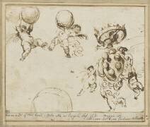 Putti volant, portant l'écu couronné et les boules des Médicis (Baronzio Giovanni Alberti) - Muzeo.com