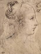 Tête de femme de profil, les cheveux nattés (Léonard de Vinci) - Muzeo.com