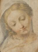 Tête de jeune femme souriante et regardant vers le bas (Baroccio) - Muzeo.com