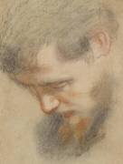 Tête d'homme barbu, de profil, penchée, regardant vers le bas (Baroccio) - Muzeo.com
