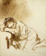 A Young Woman Sleeping (Rembrandt) - Muzeo.com