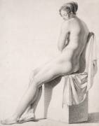 Académie de femme, assise, de trois quarts à gauche (anonymous) - Muzeo.com