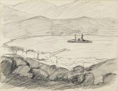 Ajaccio, la rade avec un cuirassé (Jean-Baptiste Bassoul) - Muzeo.com