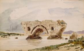 Album du Maroc : paysage, un pont arabe (Eugène Delacroix) - Muzeo.com