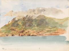 Album du voyage en Afrique du Nord : bords de mer avec la côte rocheuse et les montagnes (Eugène Delacroix) - Muzeo.com