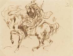 Cavalier brandissant une arme (Eugène Delacroix) - Muzeo.com