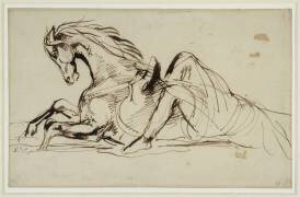 Cheval renversant son cavalier sortant de l'eau (Eugène Delacroix) - Muzeo.com
