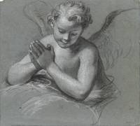 Etude d'ange appuyé sur un nuage, les mains jointes (Louis Boullogne the Younger) - Muzeo.com