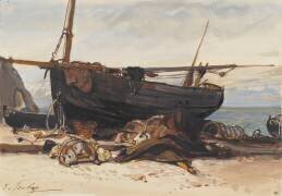 Etude de barque à Etretat (Eugène Isabey) - Muzeo.com