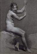Etude de femme assise à droite, les bras levés (Pierre Paul Prud'hon) - Muzeo.com