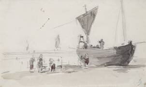 Fishing Boat on the Beach (Eugène Boudin) - Muzeo.com