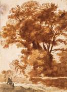 Groupe d'arbres et berger se reposant (Claude Gellée) - Muzeo.com