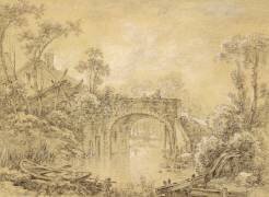 Landscape with a Rustic Bridge (François Boucher) - Muzeo.com