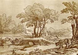 Landscape with bridge (Claude Gellée) - Muzeo.com