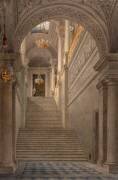 Palais des Tuileries : l'escalier neuf vu du vestibule (Eugène Viollet-Le-Duc) - Muzeo.com