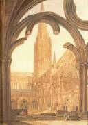 South View of Salisbury Cathedral from the Cloisters (Joseph Mallord William Turner) - Muzeo.com