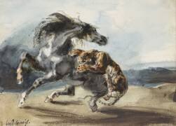 Tigre attaquant un cheval sauvage (Eugène Delacroix) - Muzeo.com