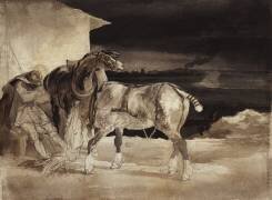 Two Horses and a Sleeping Groom (Théodore Géricault) - Muzeo.com