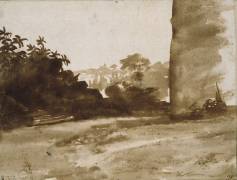 View of Shrubbery with a Wall on the right (Claude Gellée) - Muzeo.com