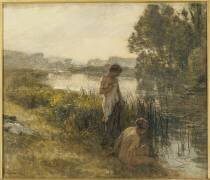 Deux baigneuses au bord d'un étang (Léon Lhermitte) - Muzeo.com