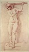Femme nue, debout, vue de face, regardant à gauche et en bas (Edme Bouchardon) - Muzeo.com