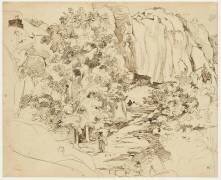 Figures dans un vallon traversé par un ruisseau , près de Papigno (Jean-Baptiste Camille Corot) - Muzeo.com