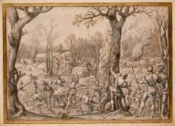 Les Chasses de Maximilien : Chasse au sanglier ou Le repas de chasse ou Le mois de novembre (Barend van Orley) - Muzeo.com