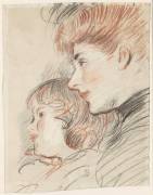 Mme Helleu, profil gauche - Paulette, profil gauche (Paul César Helleu) - Muzeo.com