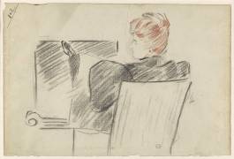Mme Helleu se chauffant le dos devant une cheminée (Paul César Helleu) - Muzeo.com
