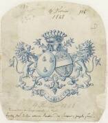 Modèle de blason aux armes de la famille Sapinaud du Boishuguet et de la Rairie (Emile Gallé) - Muzeo.com