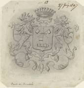 Modèle de blason pour un service en faïence aux armes de la famille de Wendel (Emile Gallé) - Muzeo.com
