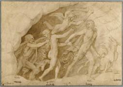 Orphée, se retournant, perd Eurydice attrapée par Pluton (Giulio Romano (d'après)) - Muzeo.com