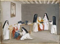 Pansement des malades par les religieuses de l'abbaye de Port-Royal-des-Champs (Louise-Magdeleine Horthemels...) - Muzeo.com