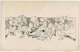 Revue des Arts Décoratifs : frise d'oiseaux sur fond de fraises (Emile Causé) - Muzeo.com