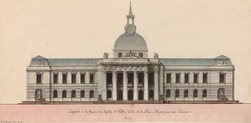 Sketch of the facade of a city hall (Jean-Jacques Lequeu) - Muzeo.com