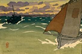 Barque and steamboat (Saint-Briac) (Henri Rivière) - Muzeo.com