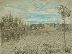 Cottages with a Woman Working in the Middle Ground (Vincent van Gogh) - Muzeo.com