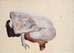 Crouching Nude in Shoes and Black Stockings, Back View (Egon Schiele) - Muzeo.com