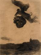 Démon ailé dans les airs, tenant un masque (Odilon Redon) - Muzeo.com