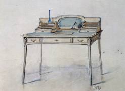 Drawing for an Art Nouveau ladies' writing desk (Georges de Feure) - Muzeo.com