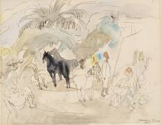 Figures and Two Horses in a Landscape (Jules Pascin) - Muzeo.com