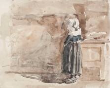 Fillette bretonne dans un intérieur (Eugène Boudin) - Muzeo.com