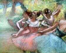 Four ballerinas on the stage (Edgar Degas) - Muzeo.com